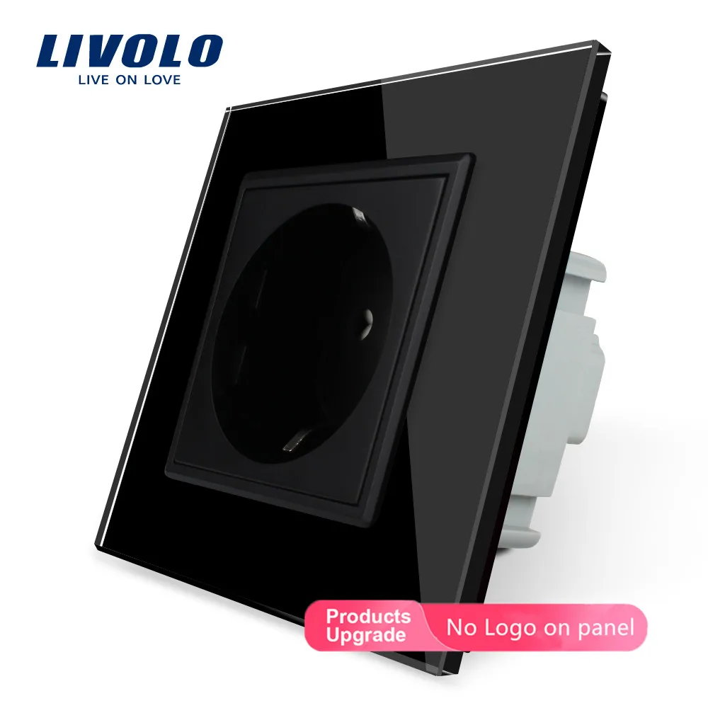 Livolo EU Standard Power Socket, White Crystal Glass Panel, AC 110~250V 16A Wall Power Socket, VL-C7C1EU-11, Free Shipping