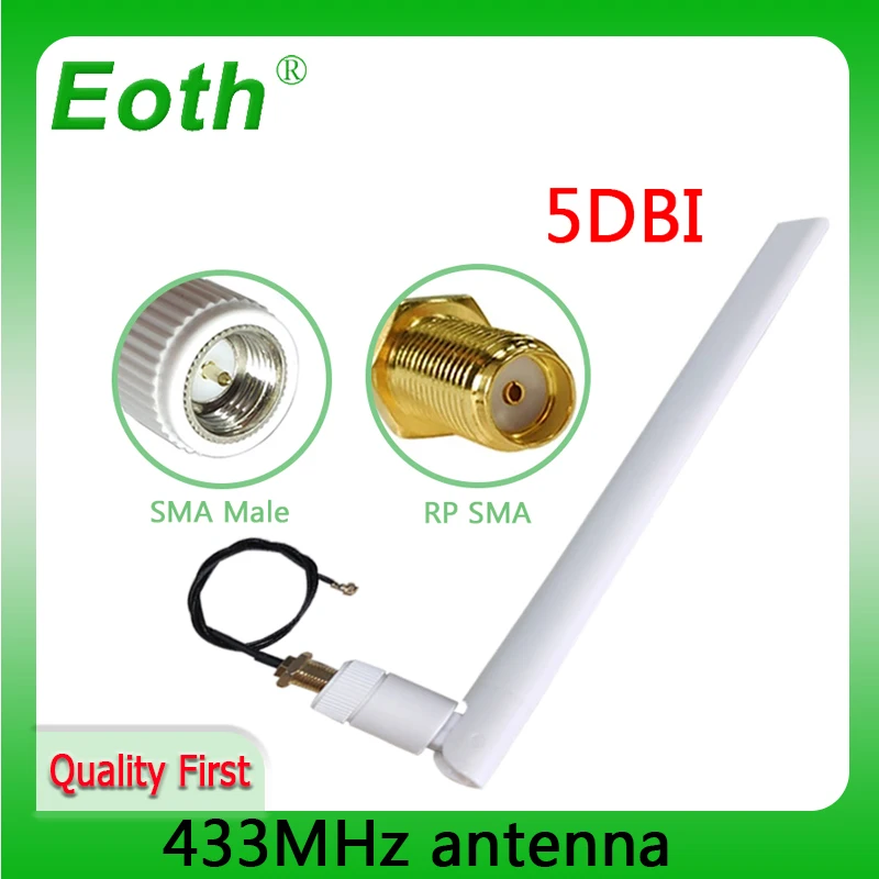 

EOTH 433 МГц Антенна 5dbi sma штекер lora антенна iot модуль lorawan сигнальный приемник ipex 1 SMA Гнездовой Удлинительный кабель