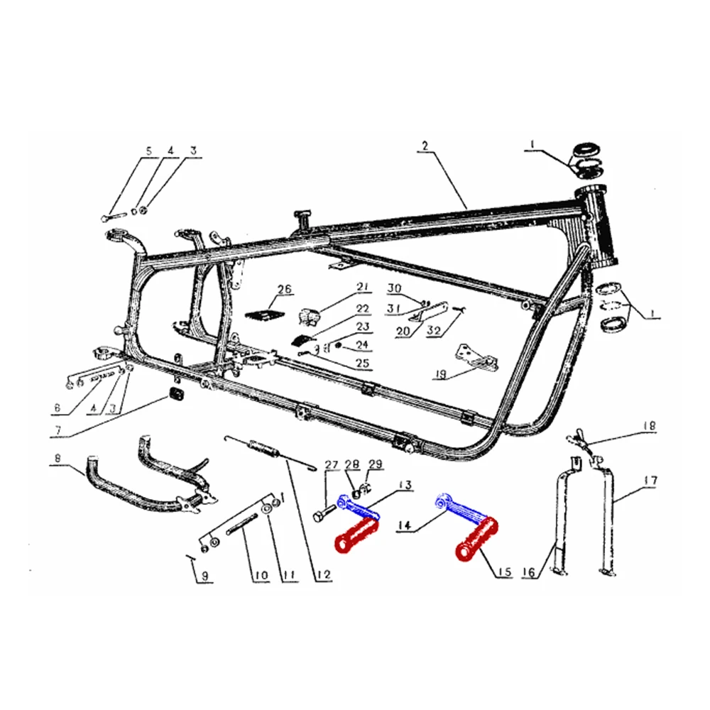 Alconstar- CJ-K750 Motorcycle Foot peg Front short/ Rear Long Rough Foot Peg Cover For BMW R51 R71 R72 Ural M72 Retro Assembly