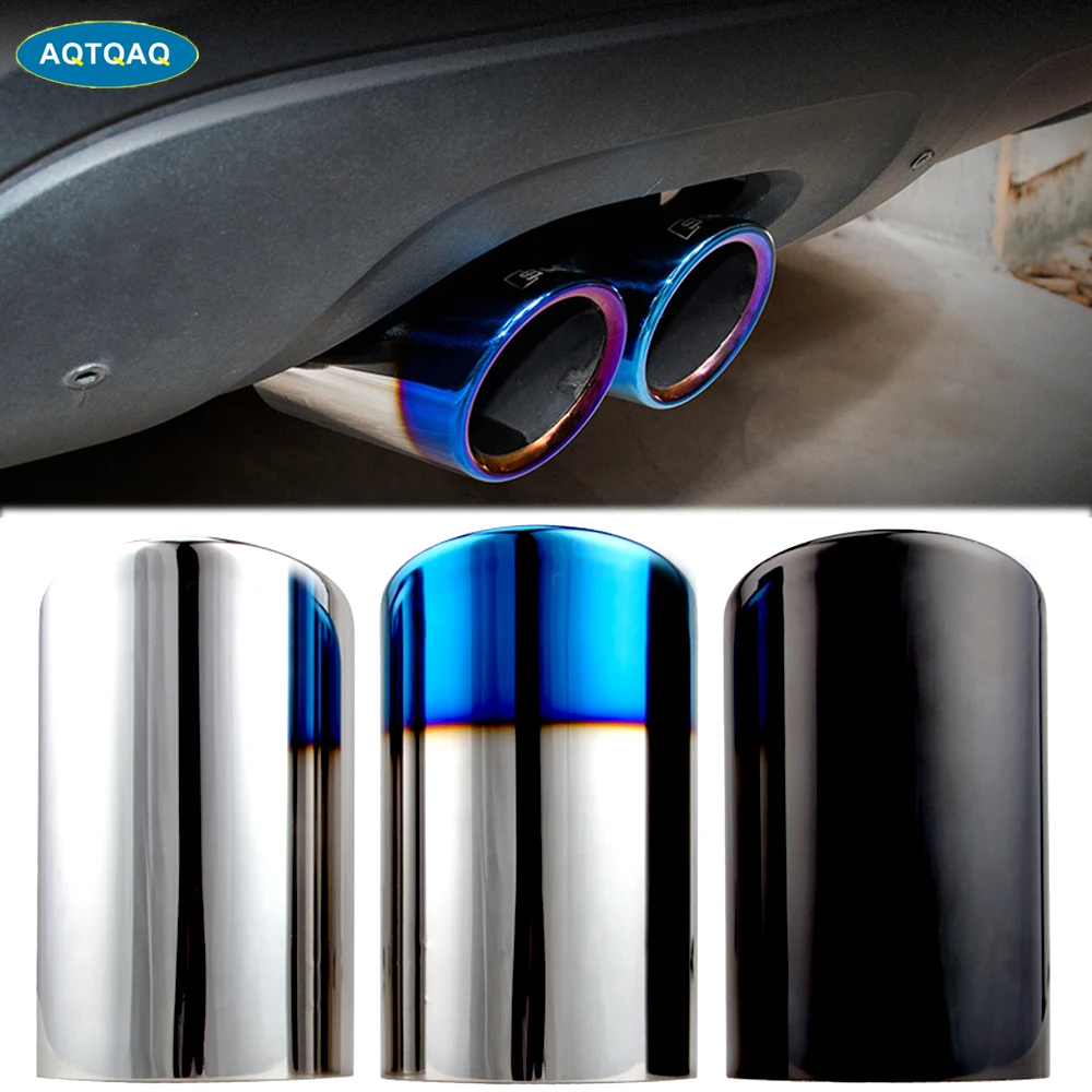 

2Pcs/Set Chrome Plating Stainless Steel Car Exhaust Muffler Tip Pipes Covers