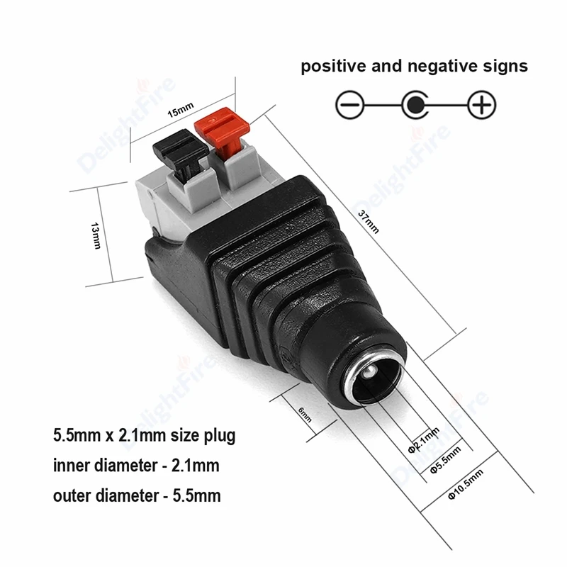 100 Stück Stecker-Buchse DC-Verbinder 5V 12V 5,5 2,1mm DC-Stromanschluss-Adapter für CCTV-Sicherheitskamera LED-Streifen – Detail 8