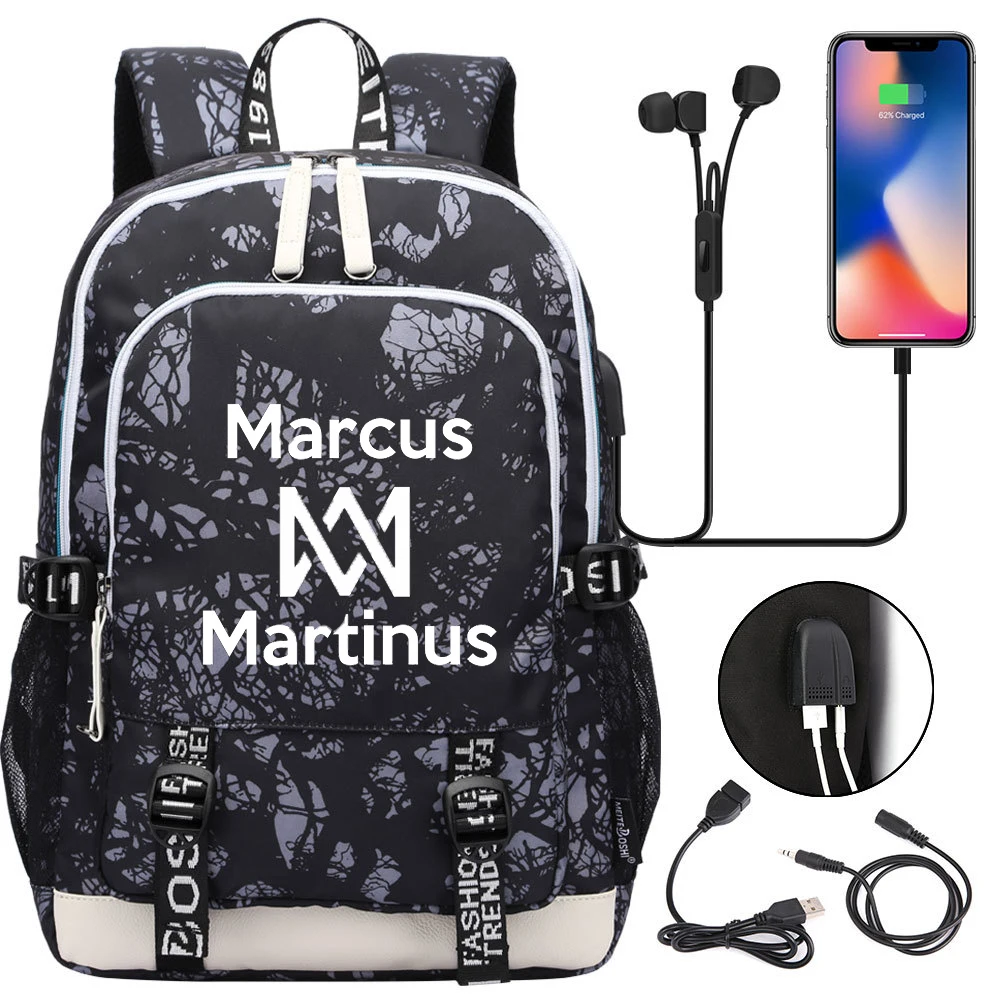 

Marcus and Martinus Backpack Women Men Multifunction USB Charging Laptop Backpack School Travel Bags for Boys Girls