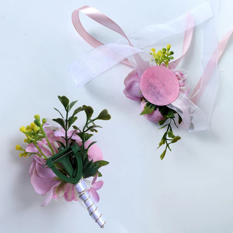 Flores de boda hechas a mano para novio, Boutonniere o novia, dama de honor, ramillete de flores artificiales de seda europea, 1 pieza