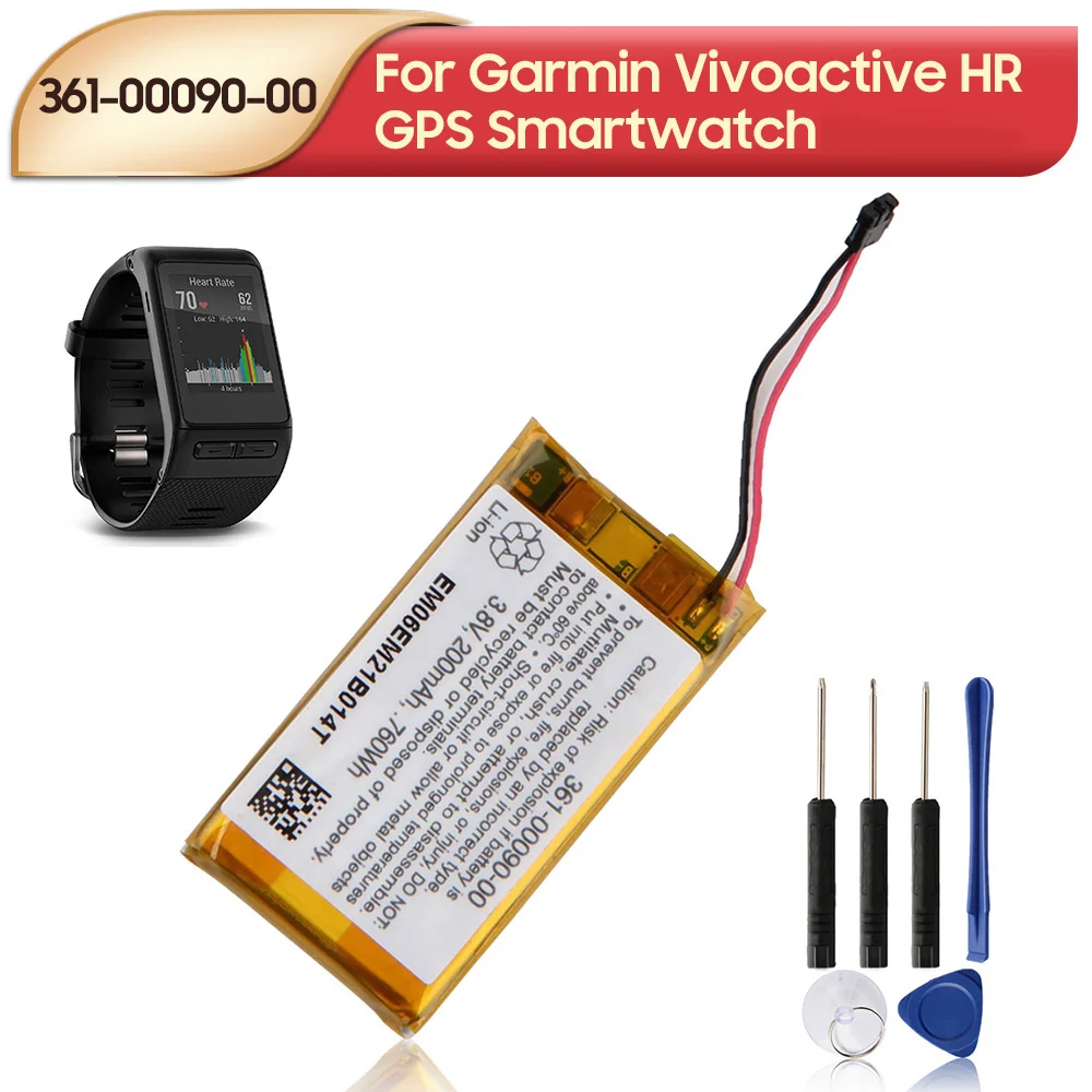 Original Replacement Battery 361-00090-00 For Garmin Vivoactive HR GPS Smartwatch 200mAh Rechargeable battery