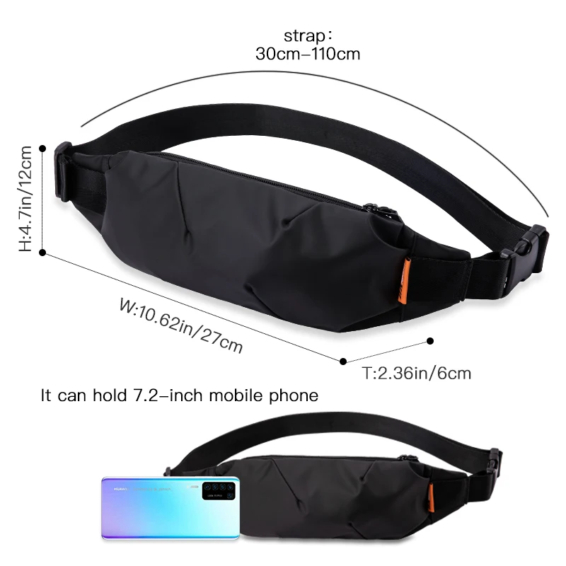 Hk Men Fanny Pack Teenager Outdoor Sports Running Cycling Waist Bag Pack Male Fashion Shoulder Belt Bag Travel Phone Pouch Bags