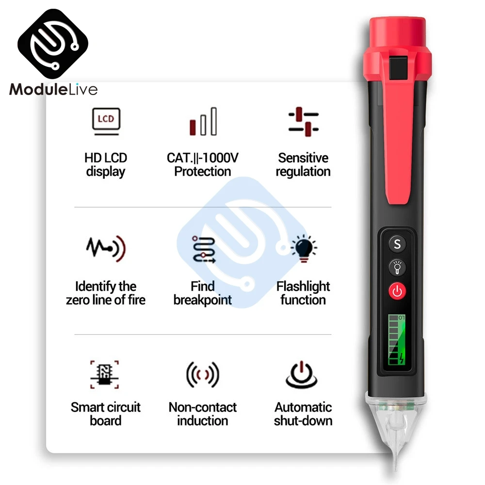 Electric indicator 12V-1000V Non-Contact Socket Wall AC Power Voltage Detector Sensor Tester Pen LED Light AC 110V-220V VC1010