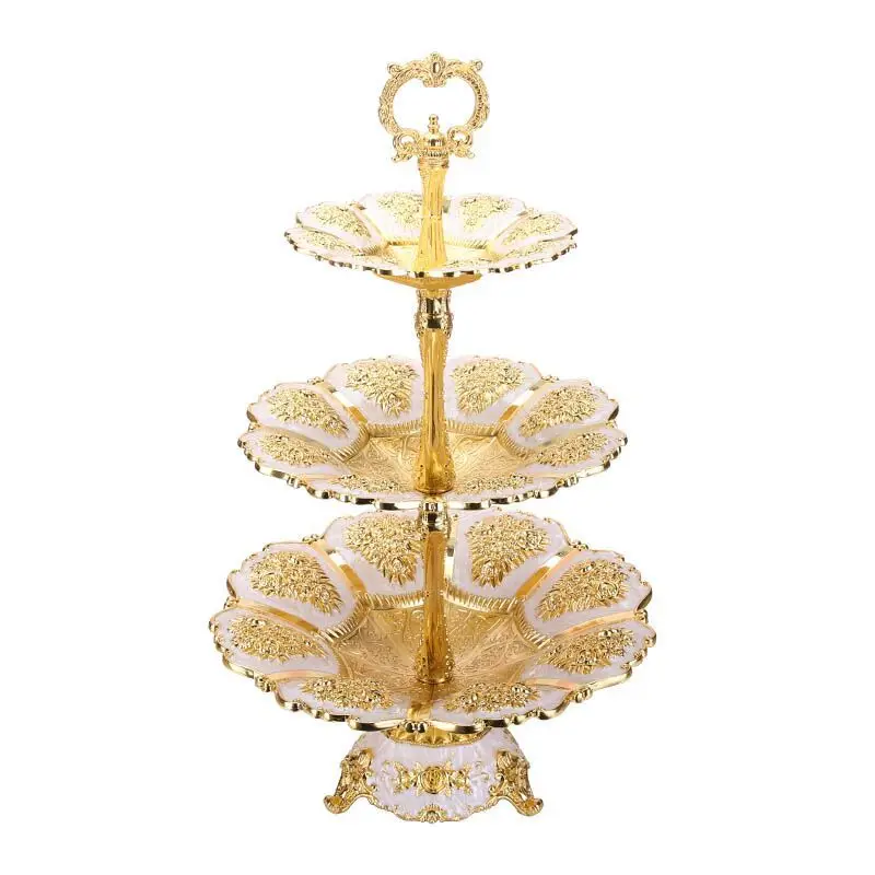 Cake Stand Luxury Charger Plate Metal Wedding Sweet Fruit Nut Tray Plates For Unicorn Party Home Table Decoration