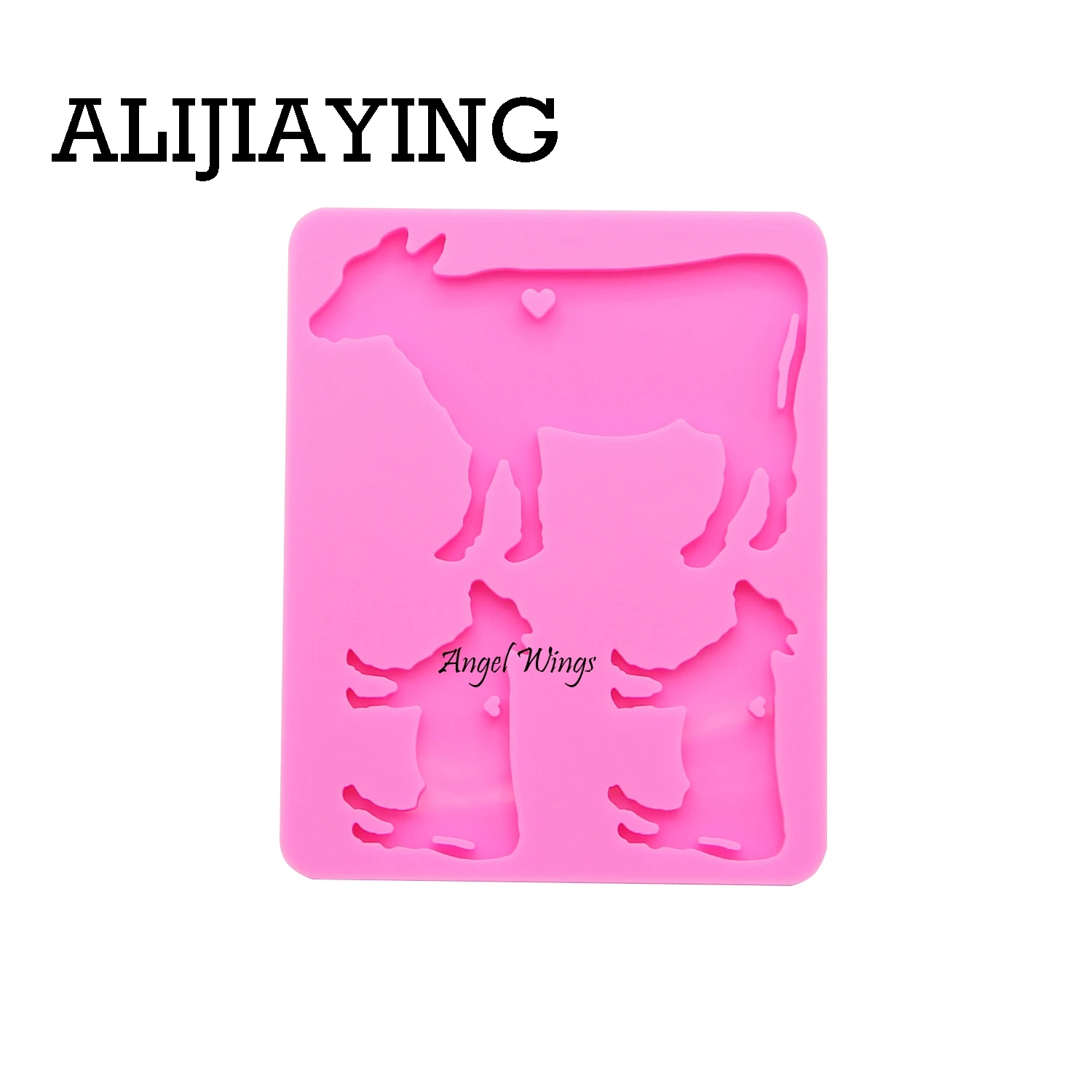 DY0104 DIY cow family shape silicone mold key ring mold Silicone bull mother/baby Mold for keychain