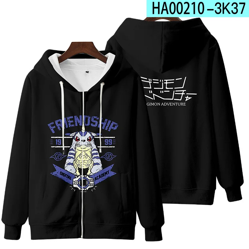 Bluzy damskie/męskie bluzy 3D Anime Digimon przygoda Zip Up Streetwear Kawaii Taichi Yagami Cosplay kurtka z kapturem na zamek błyskawiczny