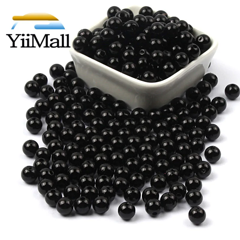 Black Round Pearl Beads Various Sizes Loose Spacer Beads For Jewelry Marking Bracelet Necklace DIY Jewelry Finding