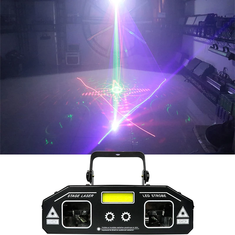 2 Head Beam 2 Head Pattern Laser Led White Strobe Disco Light Smoke Machine For Party KTV Night Club Wedding Holiday