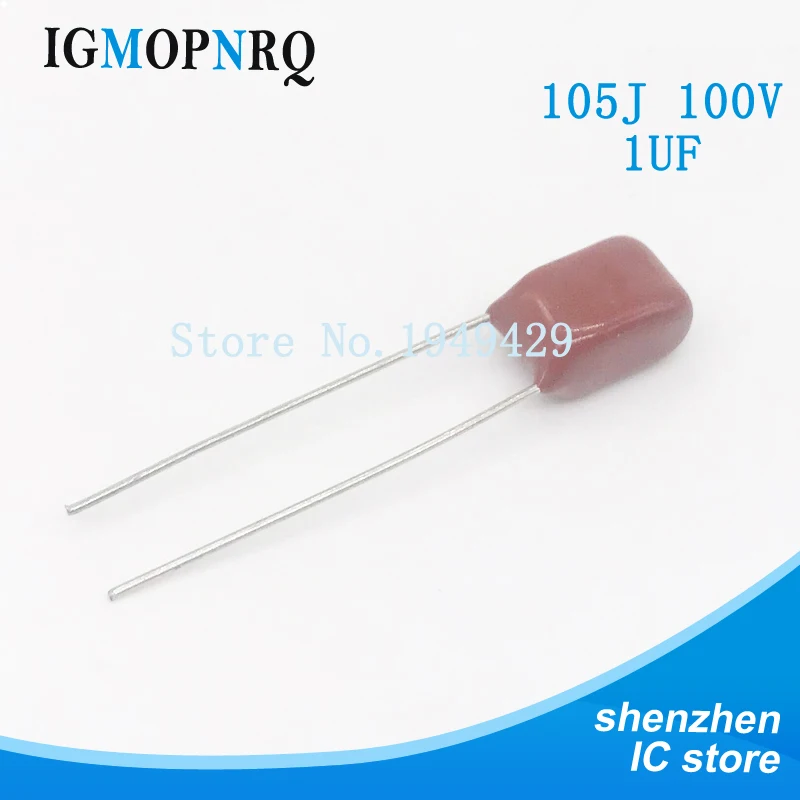 10PCS/Lot 1uF 105 100V CBB Polypropylene Film Capacitor Pitch 5mm 105 1uF 100V NEW