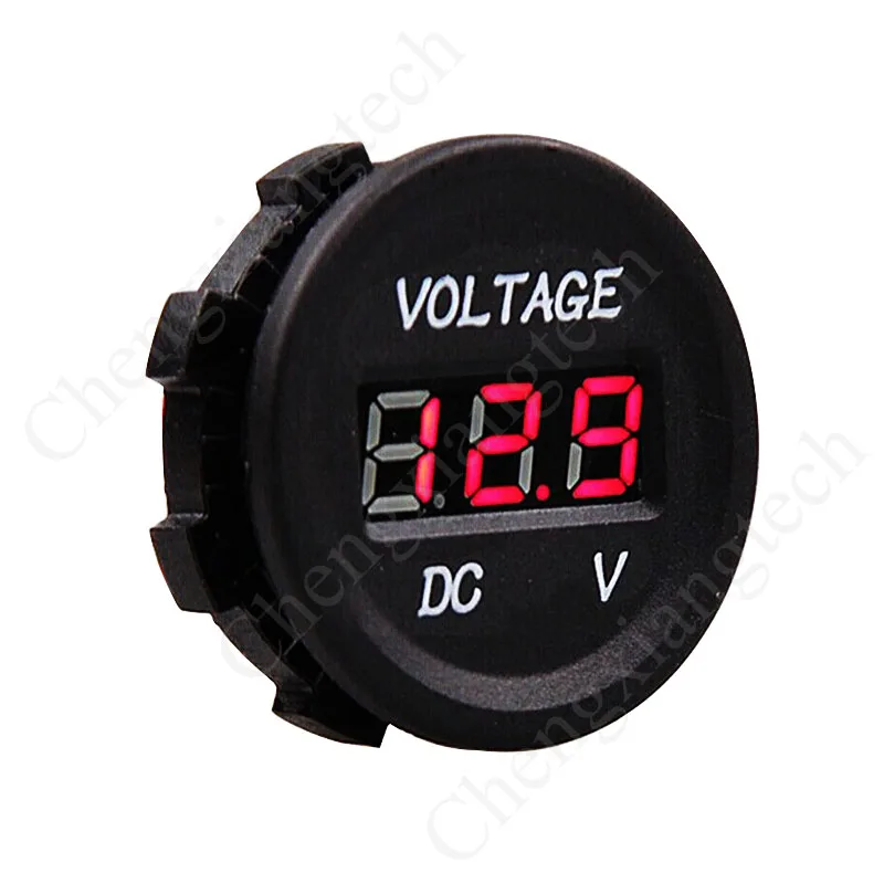 

12V-24V Car Marine Motorcycle Red / Blue Led Digital Volt Meter Voltage Battery Gauge Meter Socket