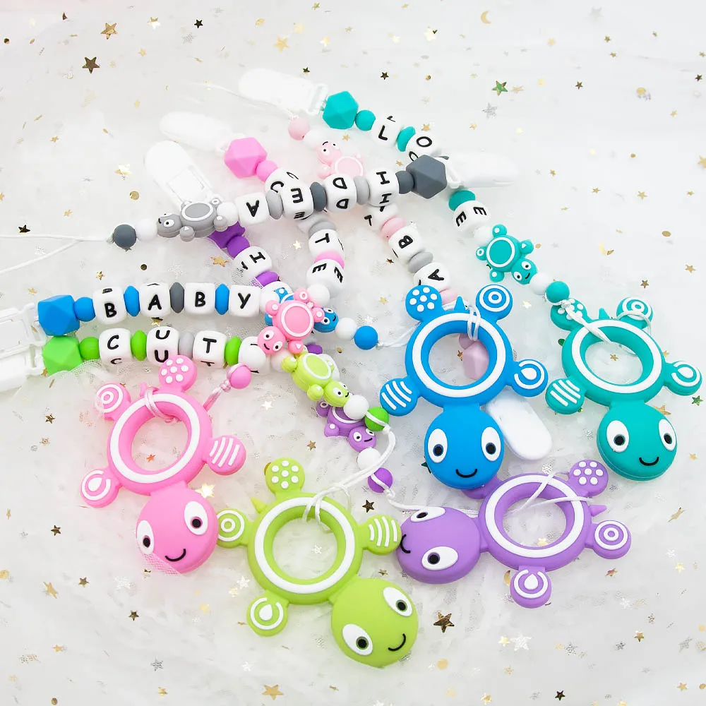 

Cute-Idea 1Set Turtel Pacifier Chain Silicone Beads Baby Teething Teethers DIY Beads BPA Free Baby Shower Gifts