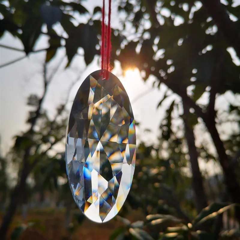 

Top Quality 89mm Clear K9 Luxurious Crystal Suncatcher Pendants Glass Chandeliers Parts Lustres Rainbow Lamp Lighting Hang Drops