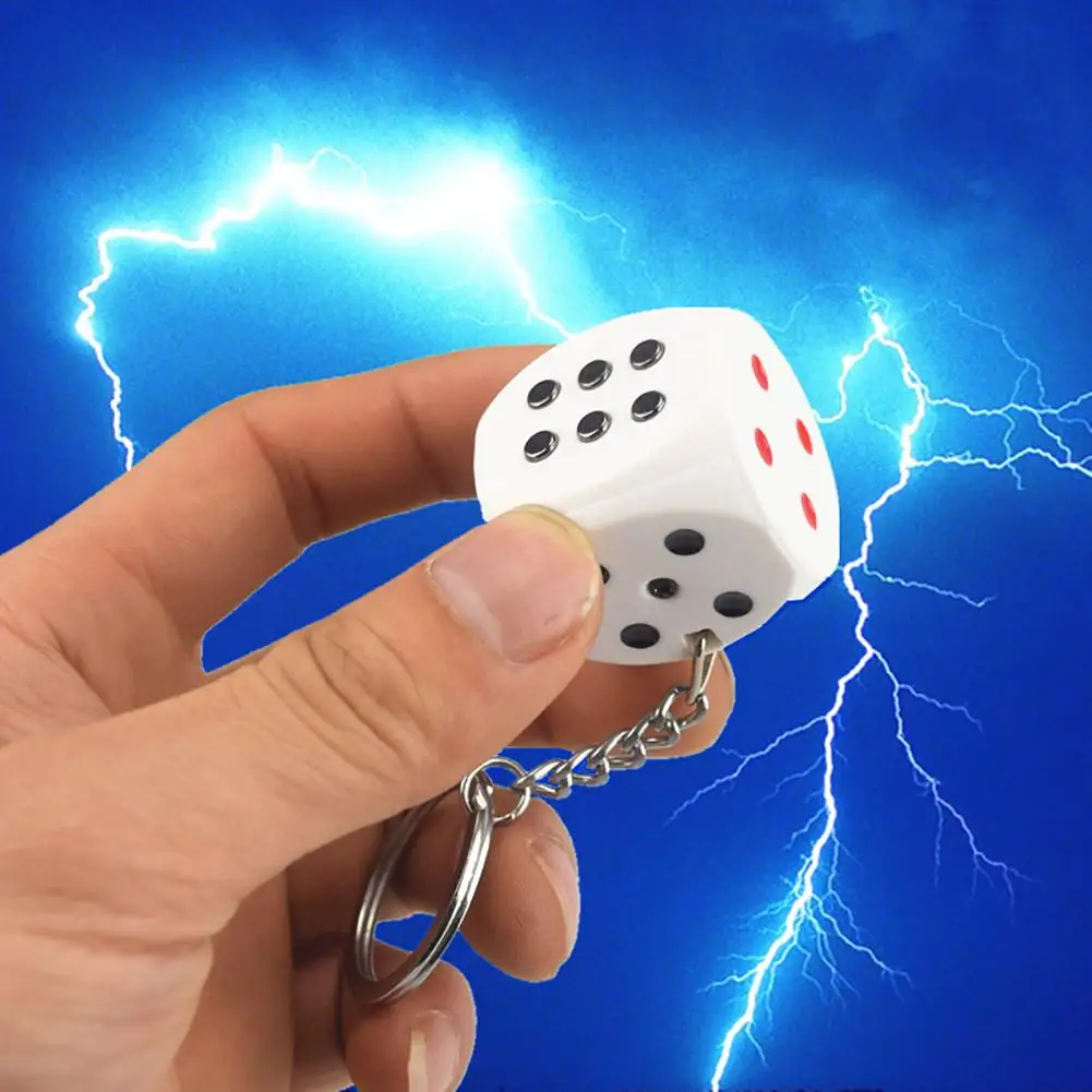 Funny Harmless Electric Shock Dice Halloween Party Joke Keychain Prank Trick Toy