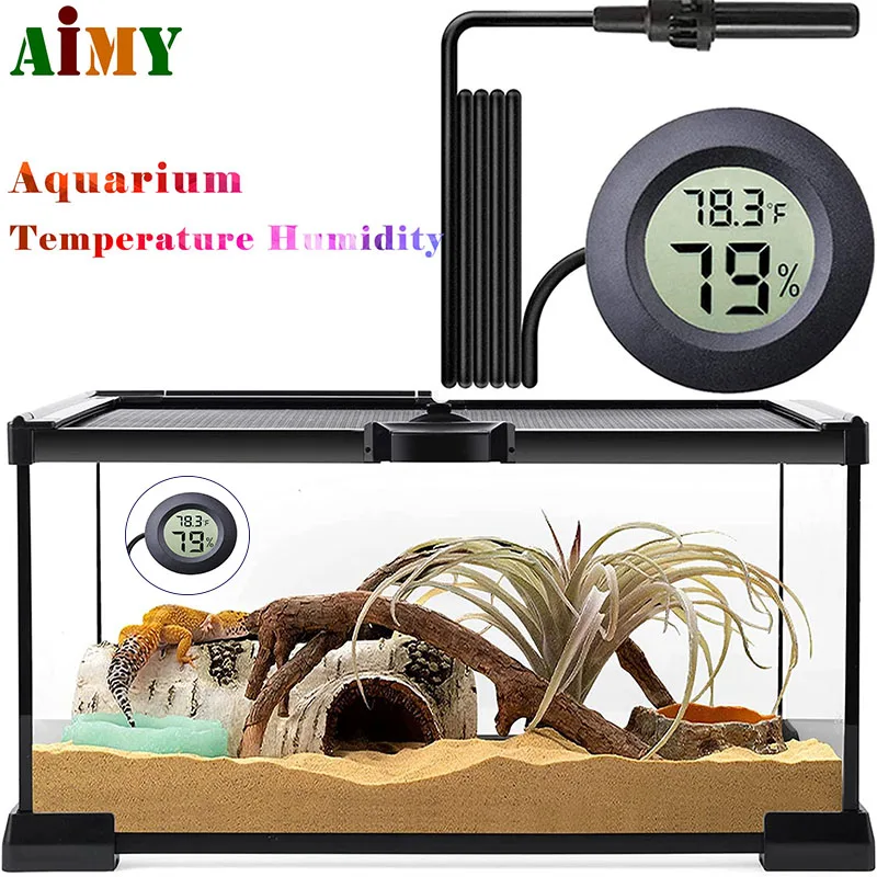 Digital Thermometer and Hygrometer Gauge Tester Probe Incubator Aquarium Temperature Humidity Meter Sensor Detector for Reptile