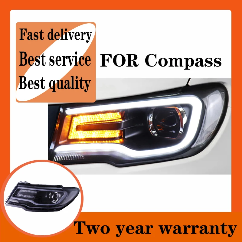 Car Styling Head Lamp for Jeep Compass Headlights 2017 2018 2019  All New Compass LED Headlight  Bi Xenon Beam