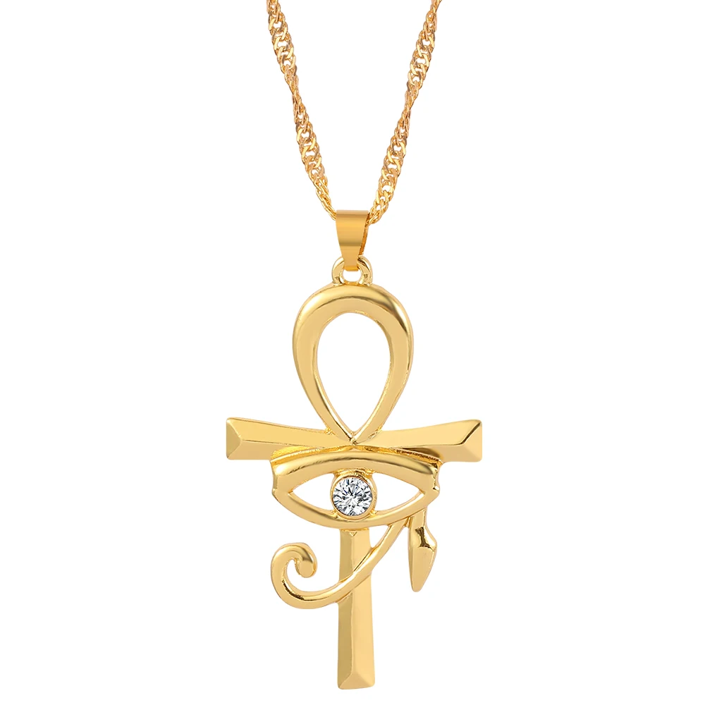 Egyptian Ankh Cross Pendant Necklace for Women Men Amulet Eye of Horus Symbol of Life Cross Necklaces African Jewelry Gifts