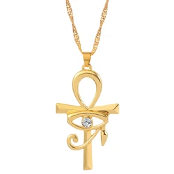 Egyptian Ankh Cross Pendant Necklace for Women Men Amulet Eye of Horus Symbol of Life Cross Necklaces African Jewelry Gifts