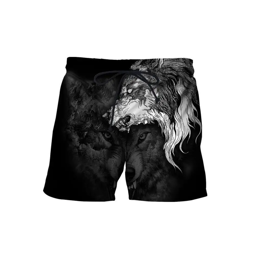 Animal legal amor lobo 3d todo impresso calções masculinos unisex streetwear verão praia solta shorts calças casuais poliéster sdm06