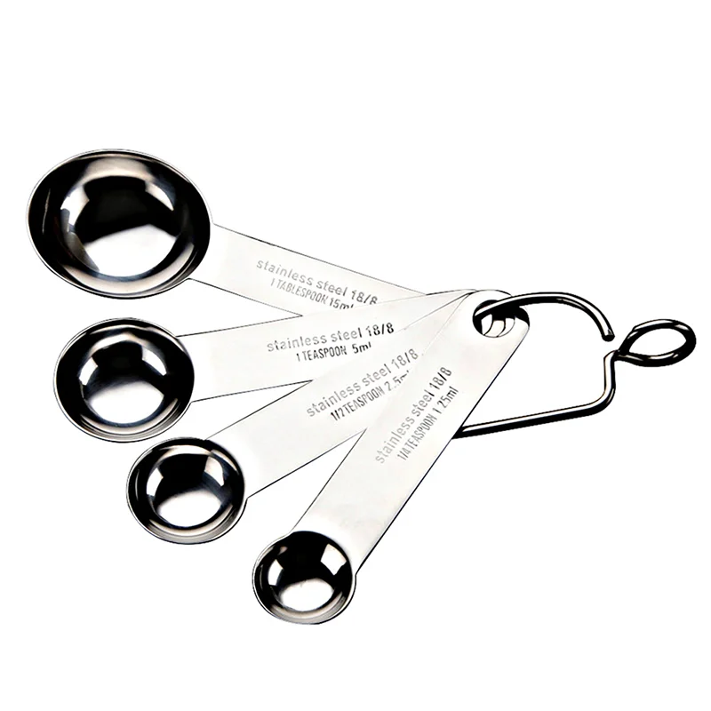 

4pcs Stainless Steel Measuring Spoons Seasoning Tea Measuring Spoons Coffee Powder Spice Measure Scoop Kitchen Baking Tools