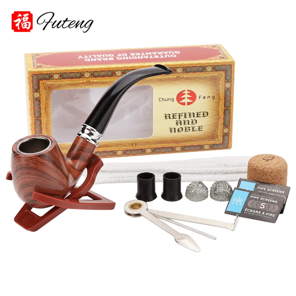 Hot Selling Resin Classic Style Wood Tobacco Smoking Pipes Set Best Gift for Grandfather Boy Friend Father