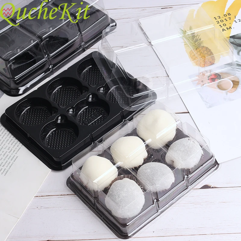 

50 Sets 6 Pack MoonCake Plastic Boxes Cupcake Muffin Egg-Yolk Crisp Moon Cake Tray Box Holder Transparent Baking Packing Boxes