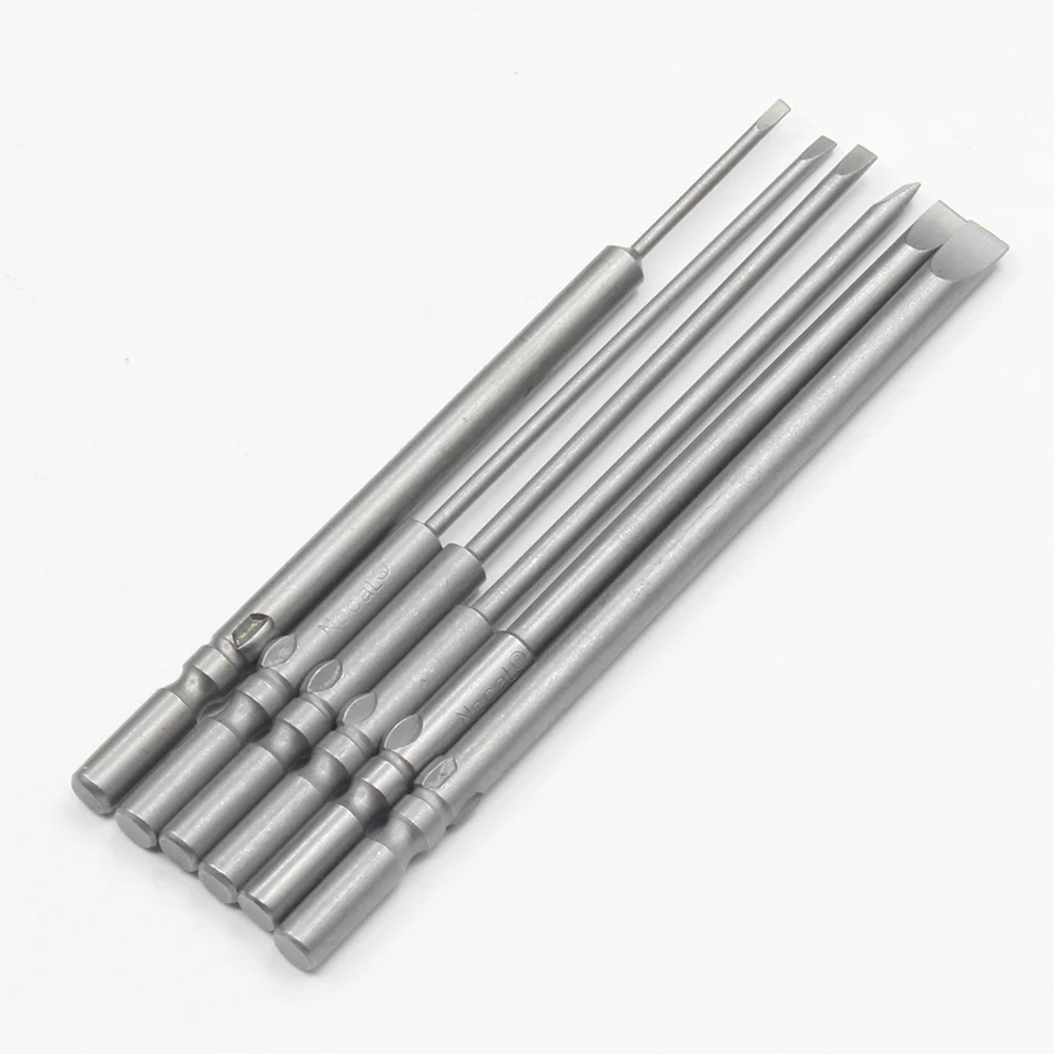 1Pcs 801 5mm Round Shank Slotted Screwdrivers Bits 1.6mm-5mm S2 Alloy Steel Magnetic Flat Head Slotted Tip Tools