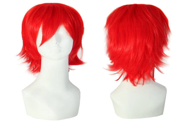 Similler Men\'s Short Synthetic Wigs Anime Cosplay Curly Hair Heat Resistance Pink Black Red Blue Brown Yellow White Wig