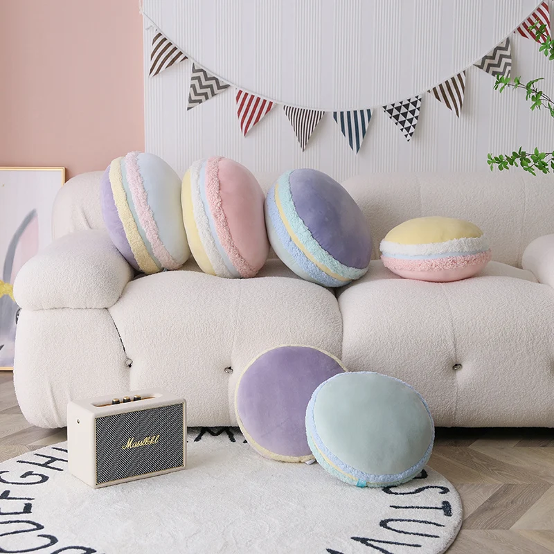 Peluche de macarrón de postre para niñas, almohada de aperitivos rellenos, regalos de cumpleaños