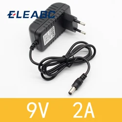 1PCS High quality AC/DC 9V 2A Switching Power Supply adapter Reverse Polarity Negative Outside EU plug 5.5mm x 2.1mm-2.5mm