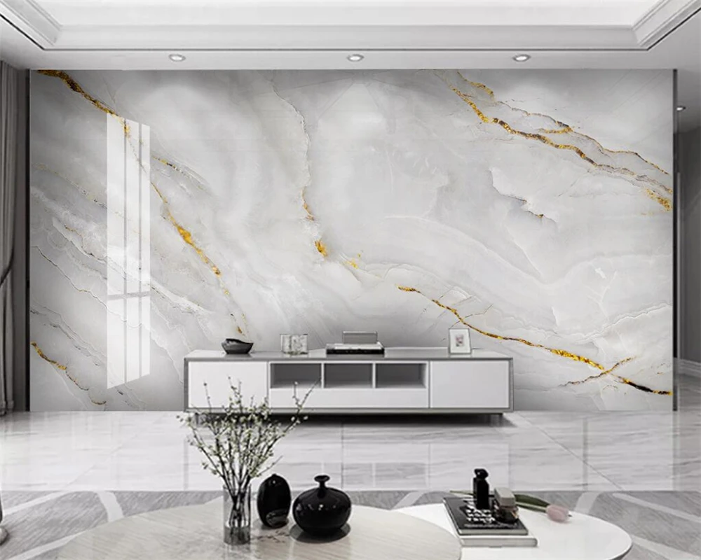 beibehang papel de parede Customize new modern light luxury glittering gold abstract landscape marble TV background wallpaper