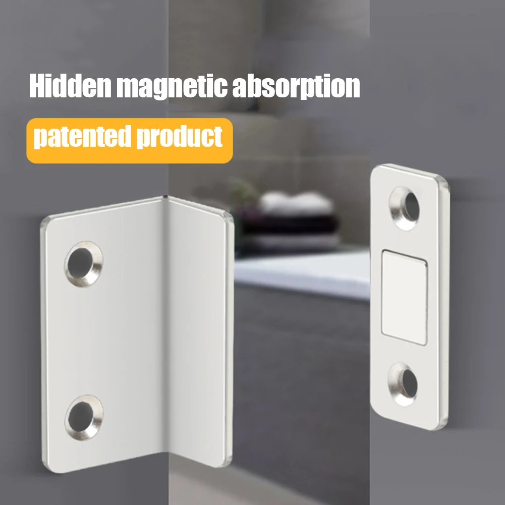 Strong Magnetic Door Closer Cabinet Catches Latch Punch Free L Shaped Anti Collision Magnet Door Stopper Cupboard Thin Closures