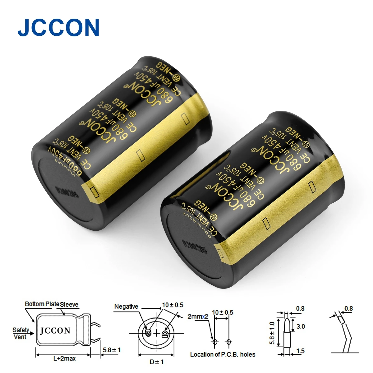 2Pcs JCCON Audio Electrolytic Capacitor 450V 100UF 150UF 180UF 330UF 470UF 820UF For Audio Hifi Amplifier High Frequency Low ESR