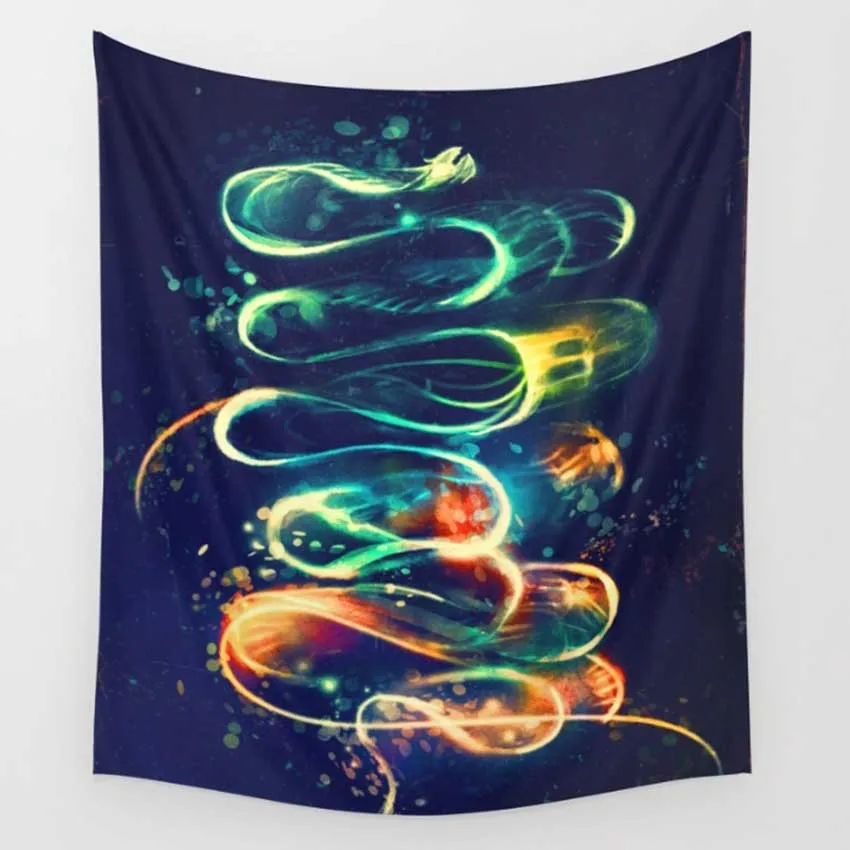 Light Dragon Abstract Wall Tapestry Wall Hanging for Bedroom Living Room Dorm,51x59 inch,Navy ,Promotion