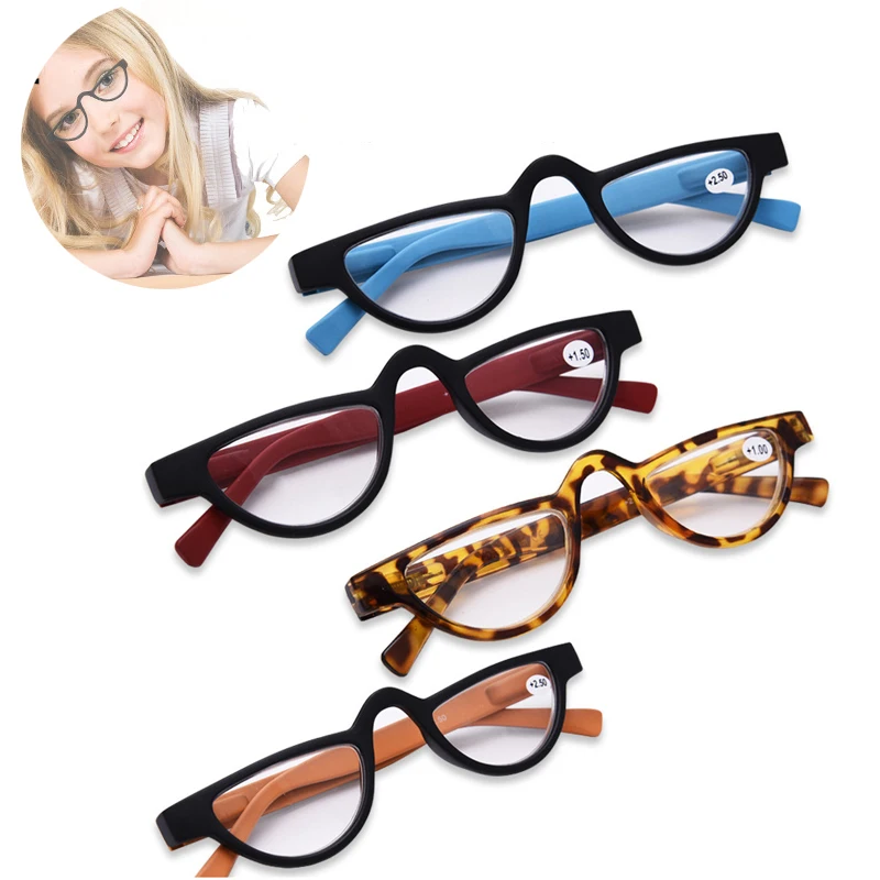 Cat Eye Reading Glasses Women Men Retro Fashion Ultralight Plastic Full Frame Clear Lenses Presbyopic Eyeglasses +1.0 To +4.0