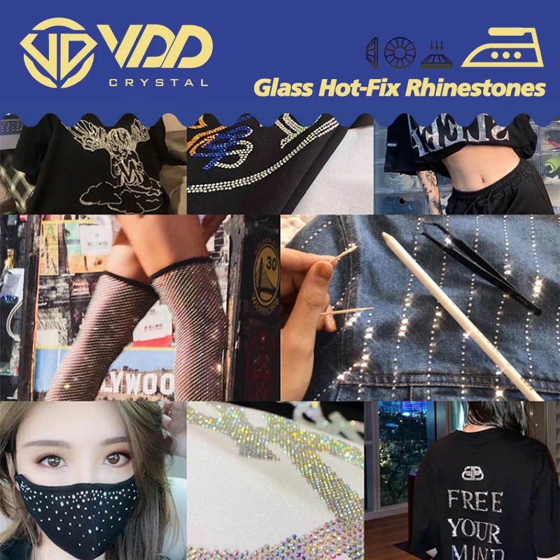 VDD Wholesale 14400PCS/PACKS SS6-SS20 Glass Crystal Hot Fix Rhinestones Flatback Stones DIY Nail Art Fabric Clothes Decoration