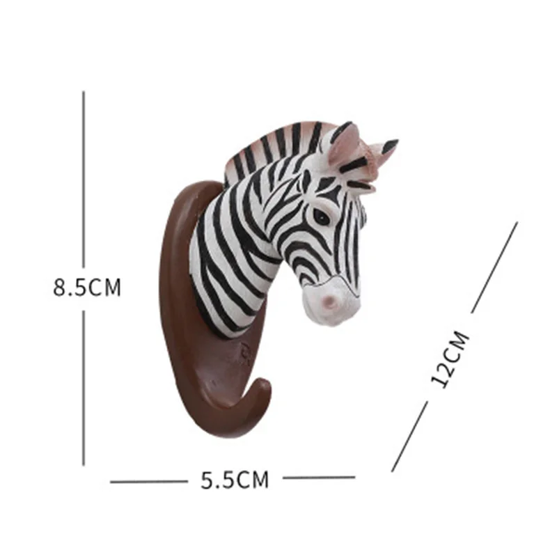 Retro Resin Creative American Animal Head Wall Decoration Hanger Giraffe Zebra Head Rack Bedroom Coat Keychain Hat Hooks