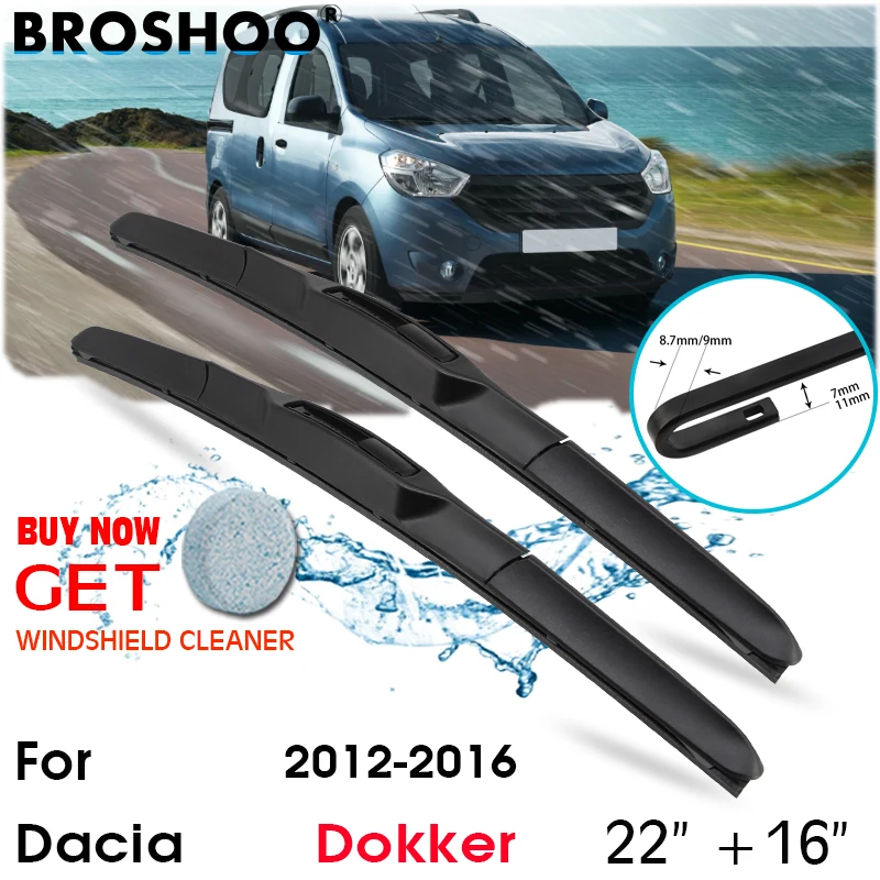 

Car Wiper Blade Front Window Windscreen Windshield Wipers Blades J hook Auto Accessories For Dacia Dokker 22"+16" 2012-2016