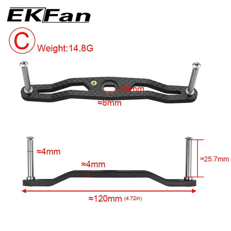 EKFAN 105MM 120MM 130MM Carbon Fiber Fishing Handle 8*5MM Holes For DAI Bait Casting Reel Handle 7x4x2.5MM Bearing