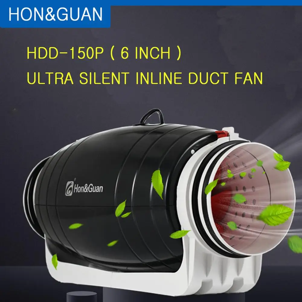 Hon & Guan 6 en effet Ventilateur de conduit ultra silencieux, 110V, 220V, injuste, débit mixte, ventilateur d'accès pour hotte de cuisine, extracteur d'air, HDD-150P