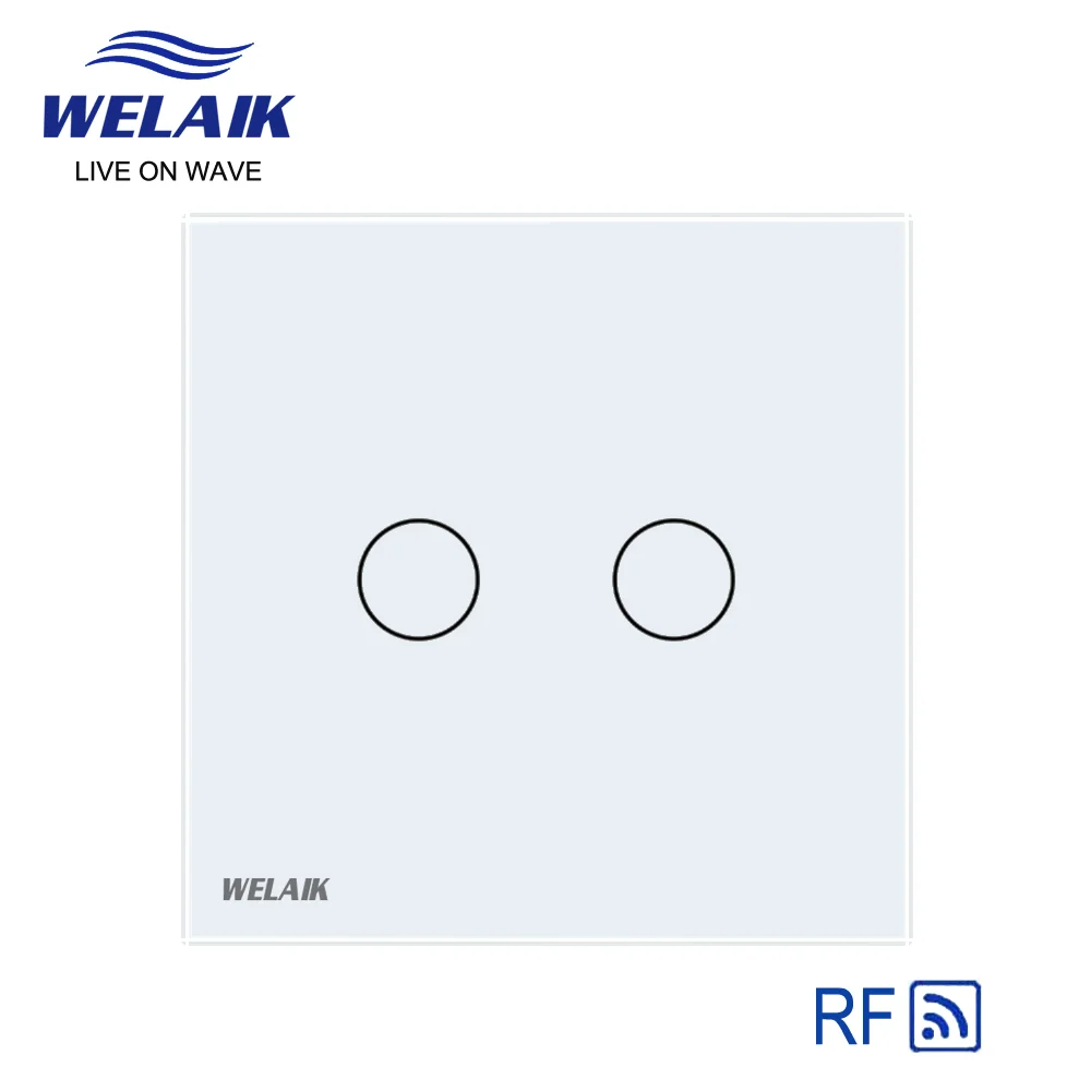 WELAIK EU 80*80mm 2gang1way RF 433MHZ Glass-Panel Remote-Control Touch-Switch-Wall-Switch Light-Switch AC250V A1923CWR01