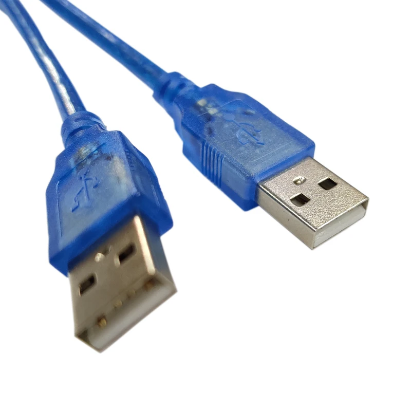 USB2.0 male to male cable AM/AM pure copper transparent blue double shield 03M 0.5M 1.5M 3M 5M