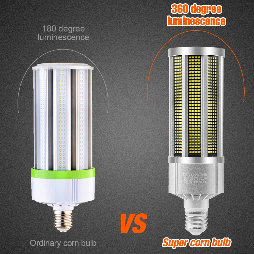 مصابيح LED 240 واط لمبة E27 + E39 ضوء الذرة المعدني 85-220 فولت الإضاءة التجارية لورشة عمل مستودع السوبر مشرق الأضواء 200 واط 150 واط