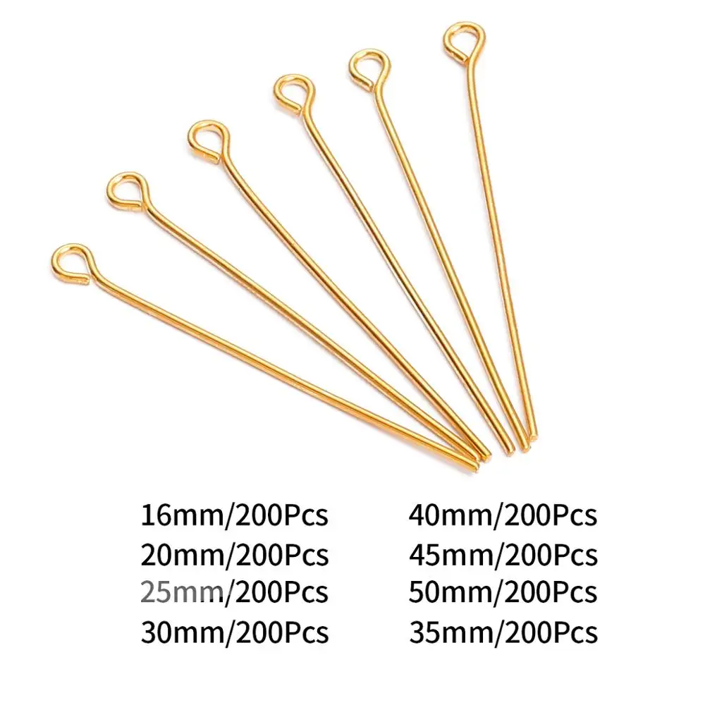 200pcs Gold Silver Eye Head Pins 16 20 25 30 35 40 45 50mm Eye Pins Findings For Diy Jewelry Making Jewelry Accessories Supplies