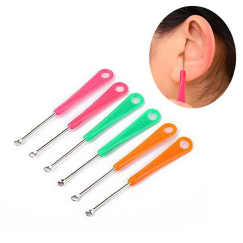 10 Cái/lô Mini Di Động Tai Thìa Nhiều Màu Sắc Làm Sạch Tai Kim Loại + Nhựa Earpick Ráy Tai Tẩy Tai Dụng Cụ Vệ Sinh Làm Sạch