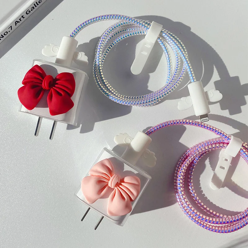 Set Pelindung Kabel Pengisi Daya Ponsel TPU untuk Iphone 11 12 13 Kabel Data Pelindung Penggulung Kabel USB untuk Penutup Pengisi Daya Apple 18W 20W