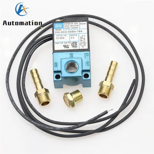 Imagen 2 del producto Válvula Solenoide de Control de impulso electrónico MAC de 3 puertos DC12V 35A-ACA-DDBA-1BA con accesorios de tubo de 6MM silenciador de latón