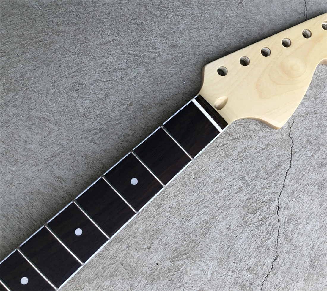 DIY Big Head Electric Guitar Neck  Maple 21 Frets 25.5in Rosewood Fingerboard Dot Inlay Gloss